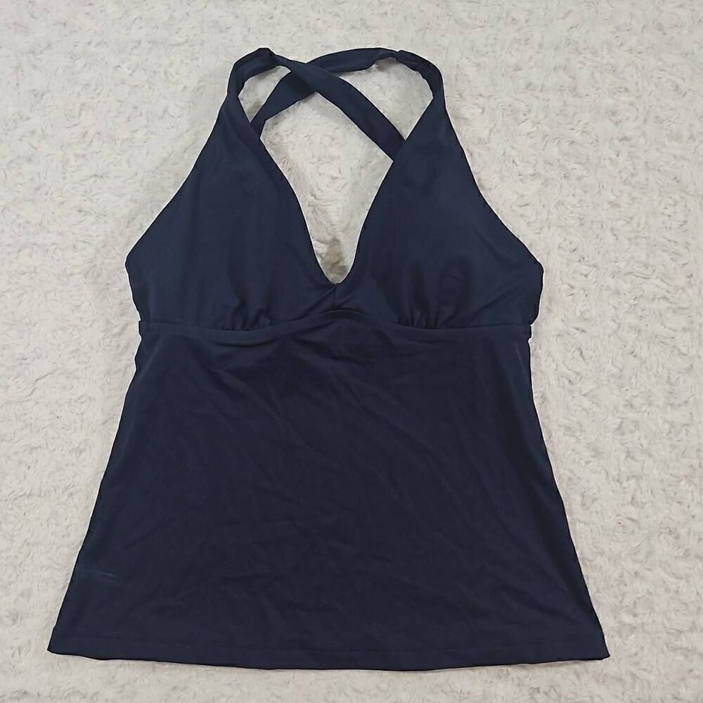 Athleta Womens Size Small A-C Blue Plunge Tankini Swim Top Beach Summer Pool Tan